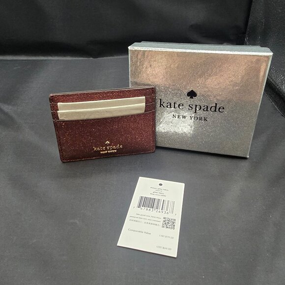 kate spade Handbags - Kate Spade Boxed Shimmy Glitter Fabric Small Slim Card Holder Case K4712